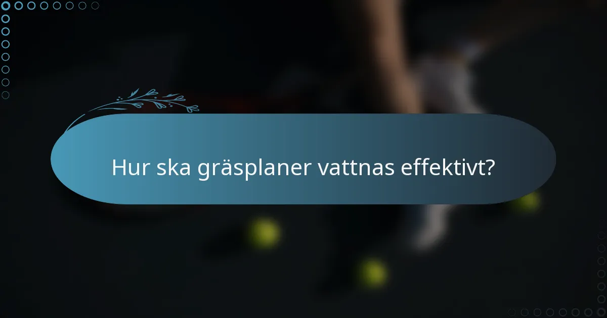 Hur ska gräsplaner vattnas effektivt?