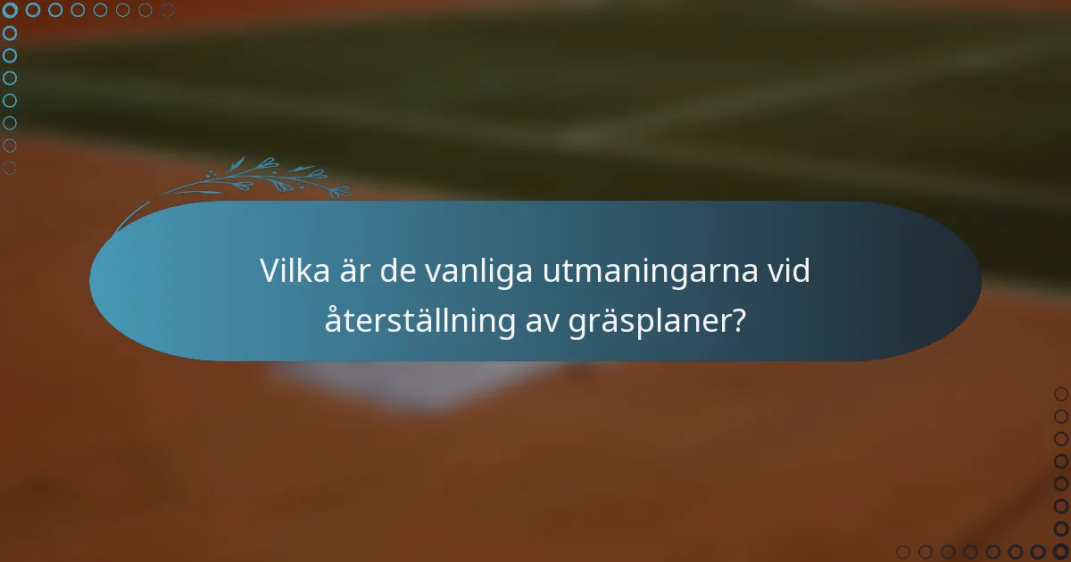 Vilka är de vanliga utmaningarna vid återställning av gräsplaner?